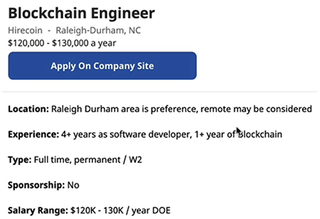 Blockchain Developer Job Posting