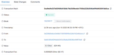 Etherscan Blockchain Transaction Example